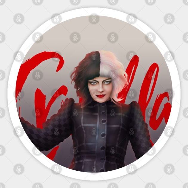 Emma Stone is... Cruella Sticker by misswoodhouse